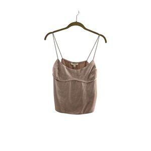 Thirty Thirty Blush Pink Satin Camisole Top Adjustable Metallic Strap Size L Y2K